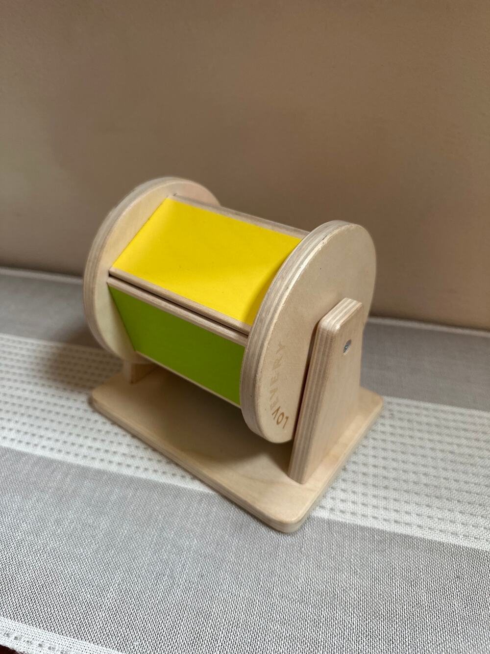 LOVEVERY Montessori Wooden Spinning Drum Sensory Toys 5-6 Months Toy